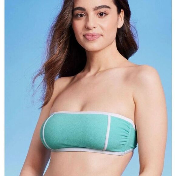 KONA SOL - NWT - L Sz 1X (16W - 18W) Terry-Textured Bandeau Bikini Top w/Binding - Picture 13 of 13